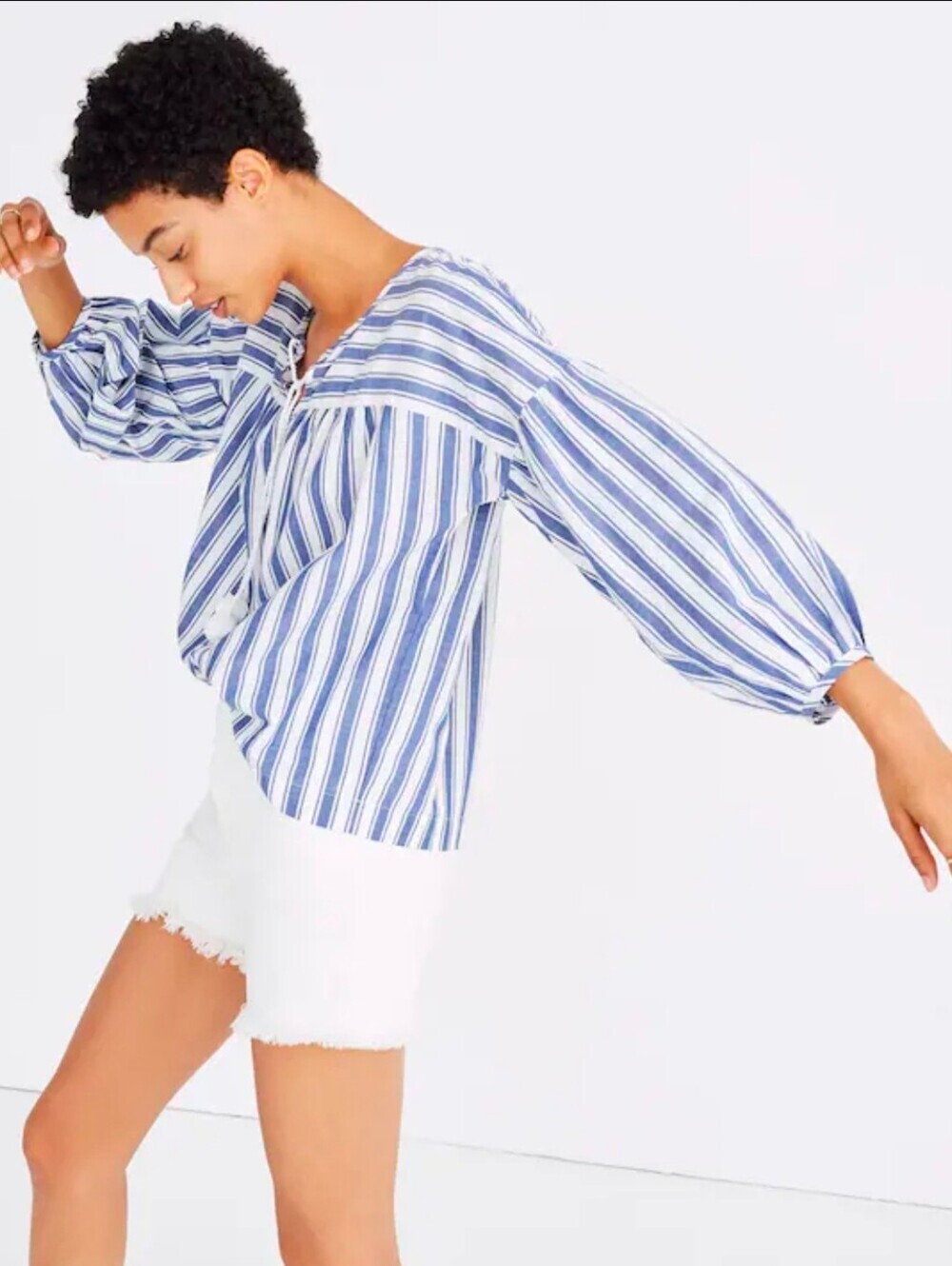 Madewell Peasant Top in Shea Stripe XL
